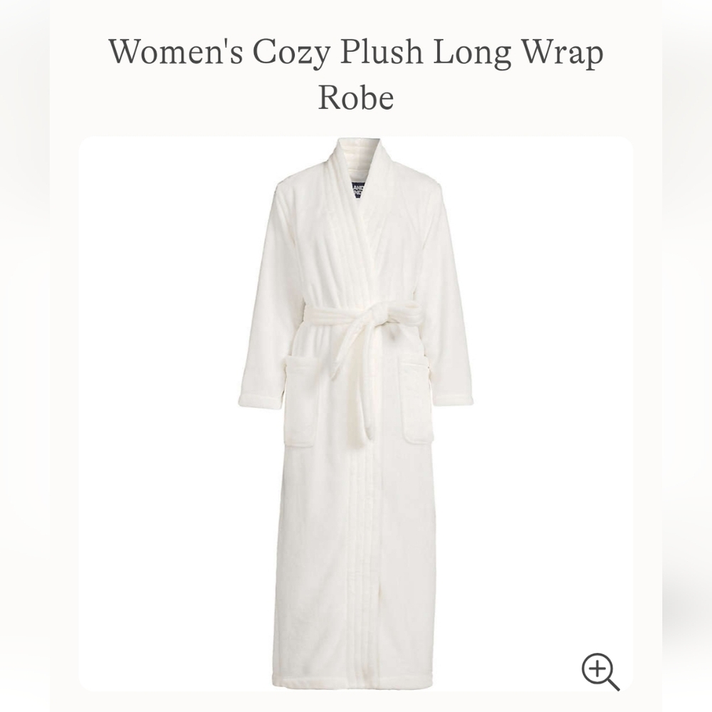 NWT XL Lands' End Cozy Plush Long Wrap Robe in Ivory, XL